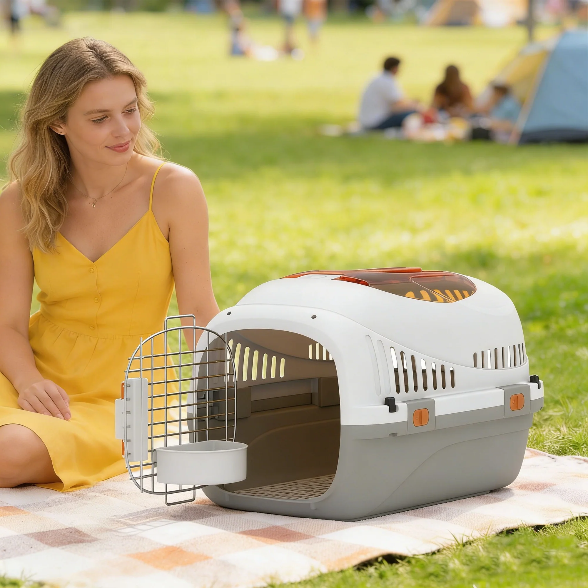 Pawhut Transportín Para Gatos Perros Pequeños De Plástico Carga 4 Kg Gris Claro - Image 2