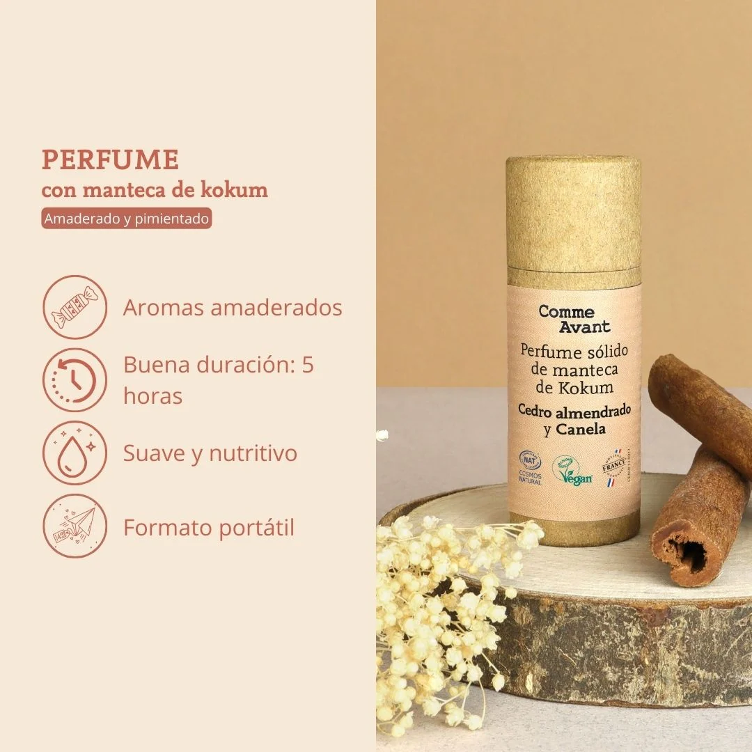 Perfume sólido amaderado y especiado con manteca de kokum Almizcle y Palo de Ho Comme Avant 20 ml - Image 2