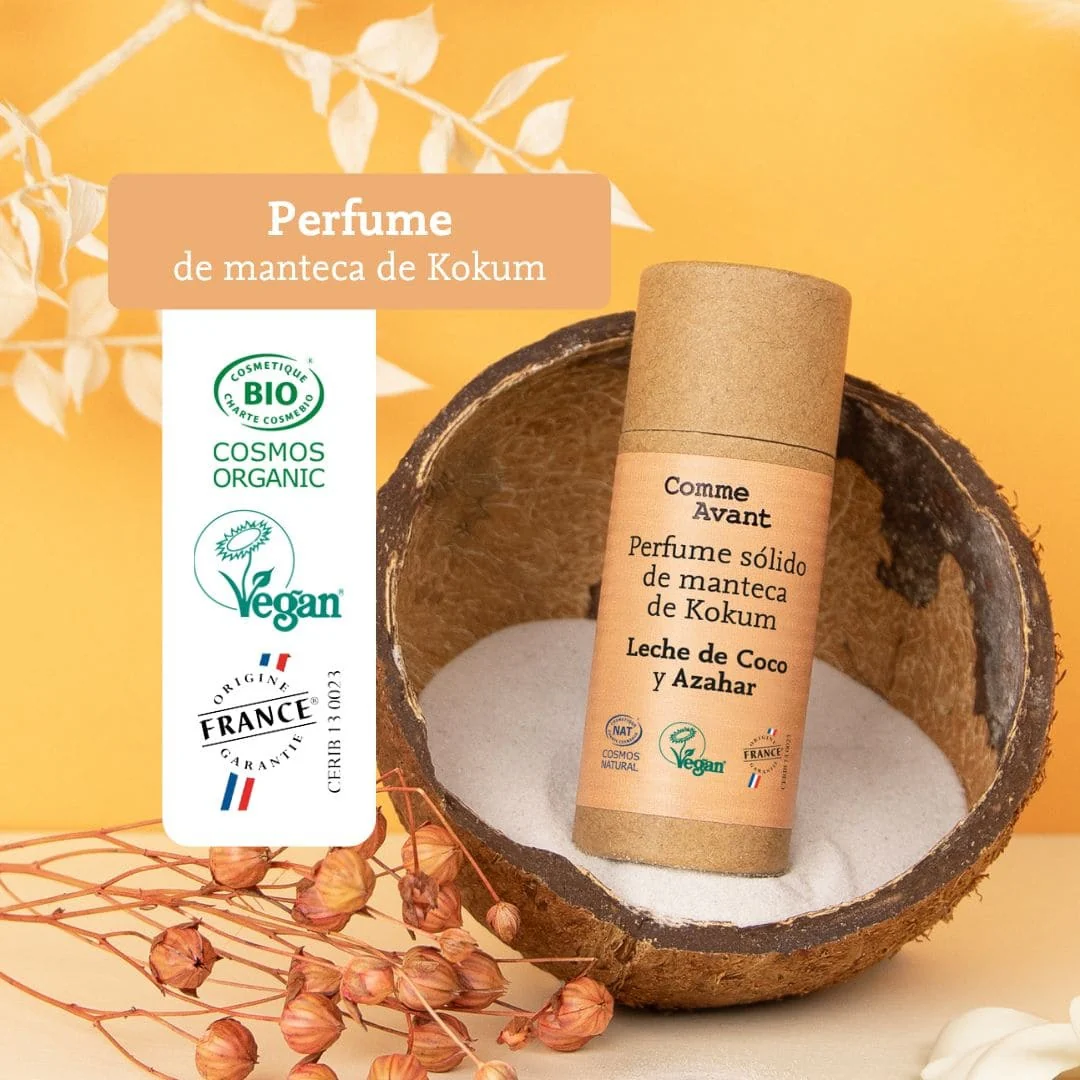 Perfume sólido dulce y afrutado con manteca de kokum Leche de coco y Azahar Comme Avant 20 ml - Image 4