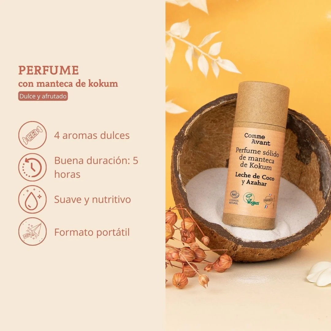 Perfume sólido dulce y afrutado con manteca de kokum Monoi Avainillado Comme Avant 20 ml - Image 3