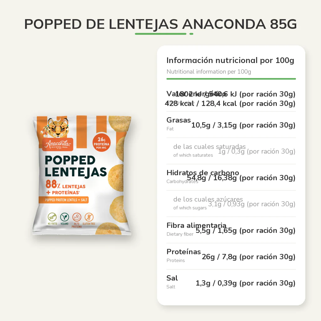 Popped de Lentejas Anaconda 85g - Image 3
