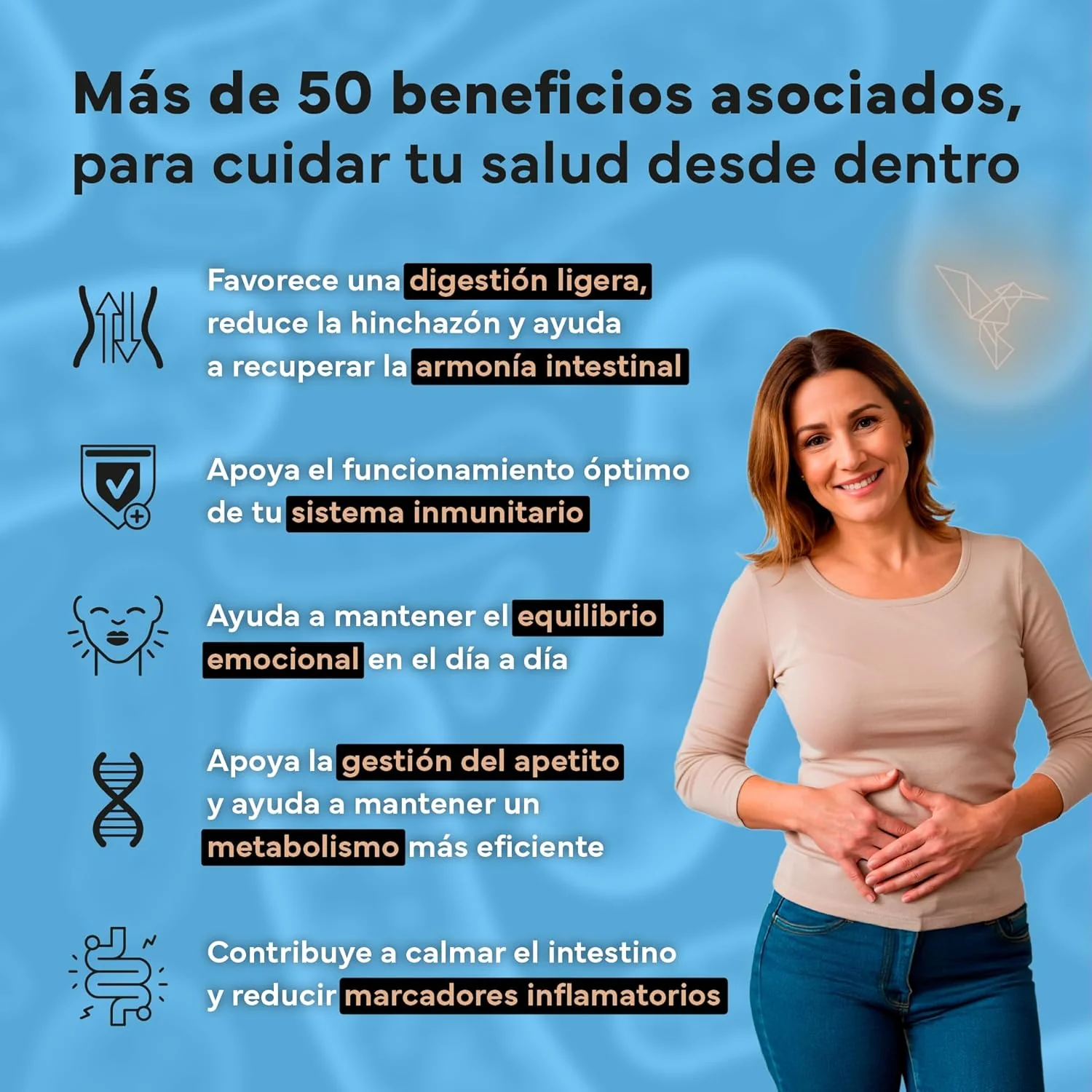 Probiótico Full Spectrum Complex con Inulina FOS Zinc y Vitamina D3 Sevens Nutrition 60 cápsulas - Image 3