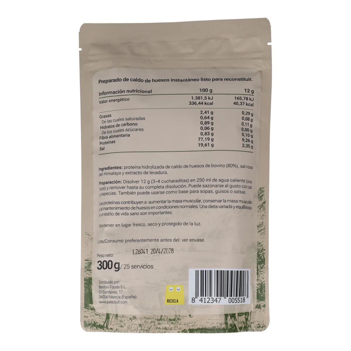 Proteína de caldo de huesos en polvo Paleobull 300 g - Image 3