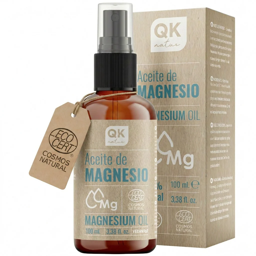 QKnatur - Aceite De Magnesio Spray 100% Puro 100 ml. - Para Deportistas, Relajación Muscular, Sueño, Pies