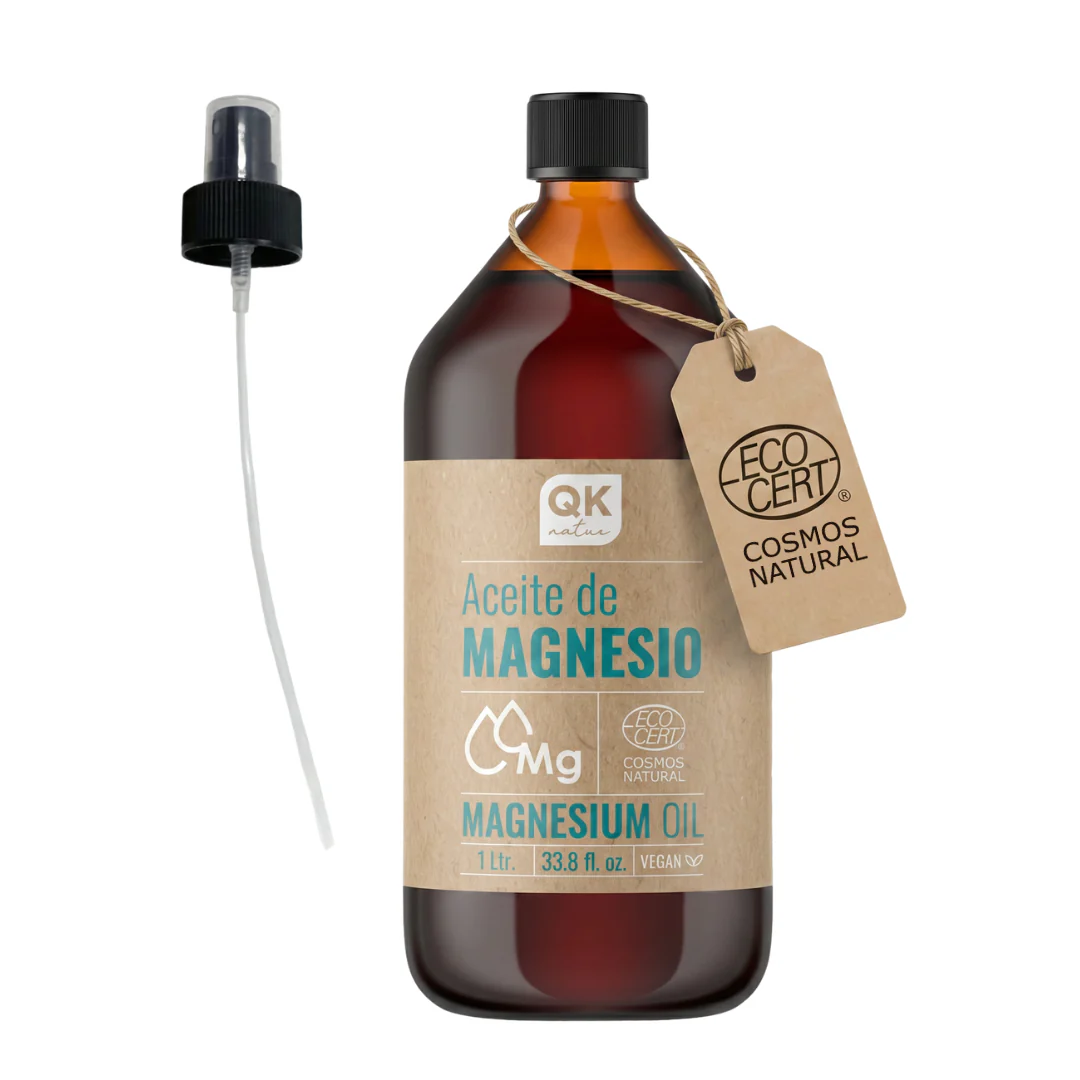 QKnatur - Aceite De Magnesio Spray 100% Puro 1L. - Ideal Para Deportistas, Articulaciones, Relajacion Muscular, Masajes