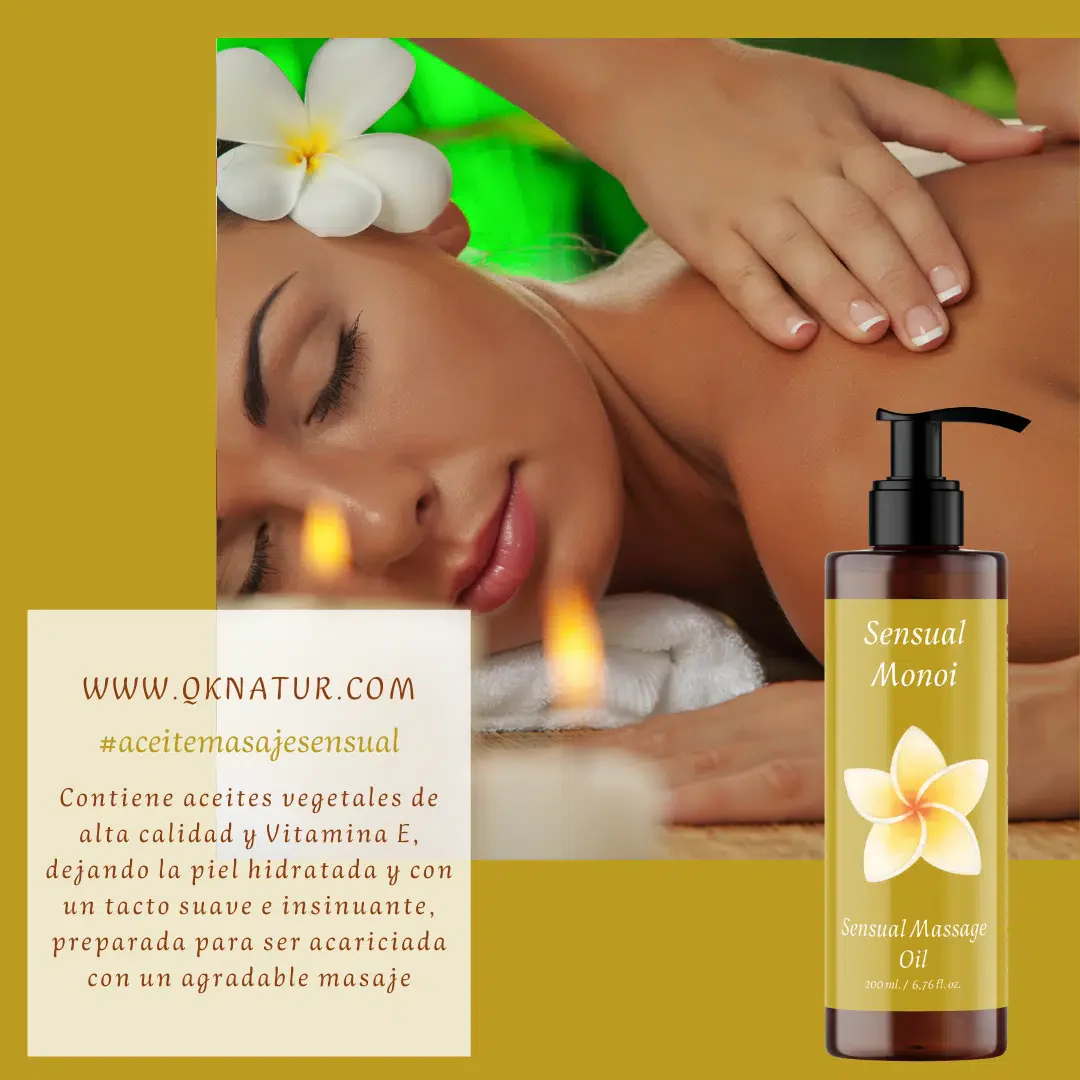 QKnatur - Aceite De Masaje Monoi - 200ml - Bio - Con Ingredientes Naturales. Para Masajes Corporales Relajantes - Image 3