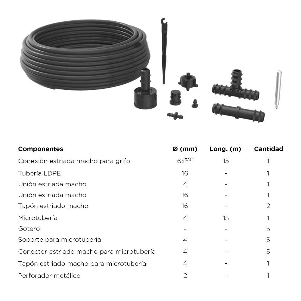 Riego Goteo 16mmx15mt Con Accesorios - Image 3