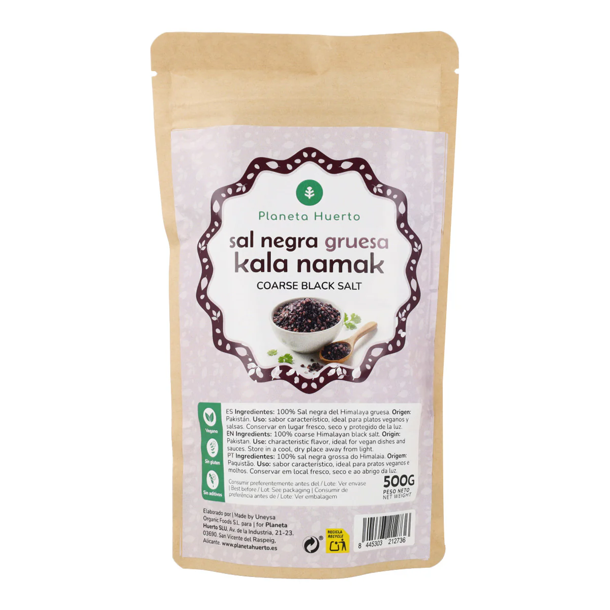 Sal negra del Himalaya gruesa Kala Namak Planeta Huerto 500 g