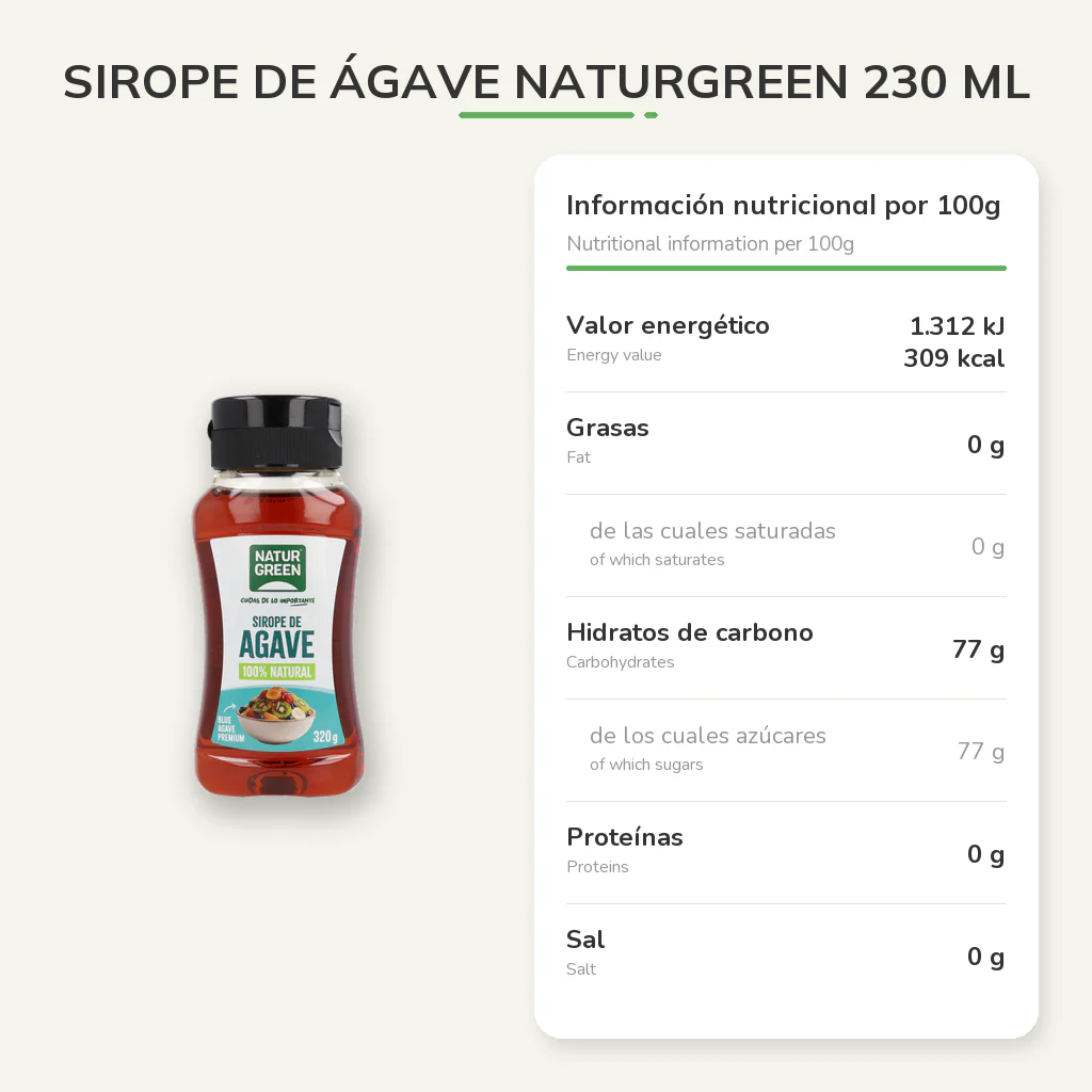 Sirope de Ágave NaturGreen 230 ml - Image 3