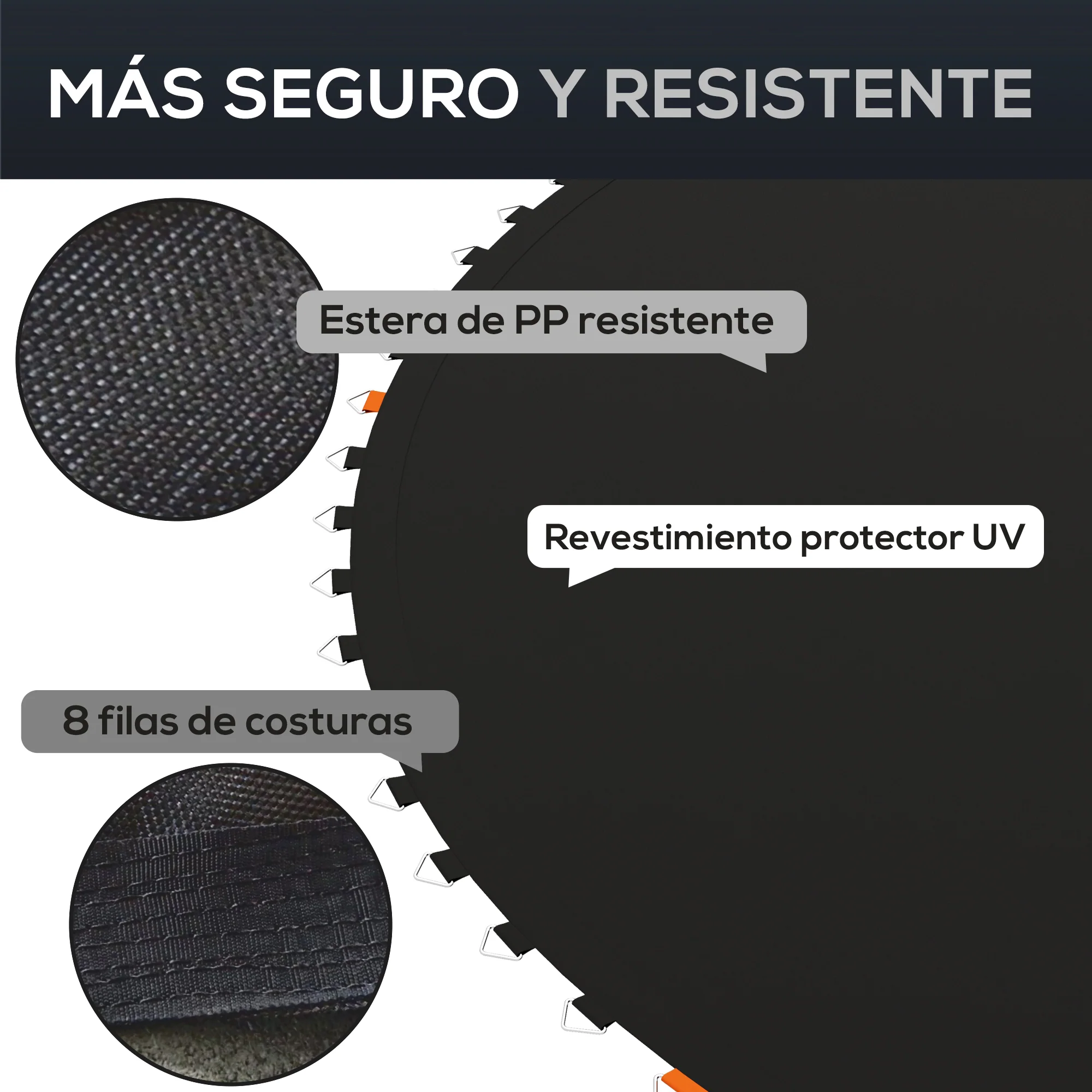 Sportnow Tapete De Repuesto Para Trampolín De 12 Pies Ø323 Cm Negro - Image 6