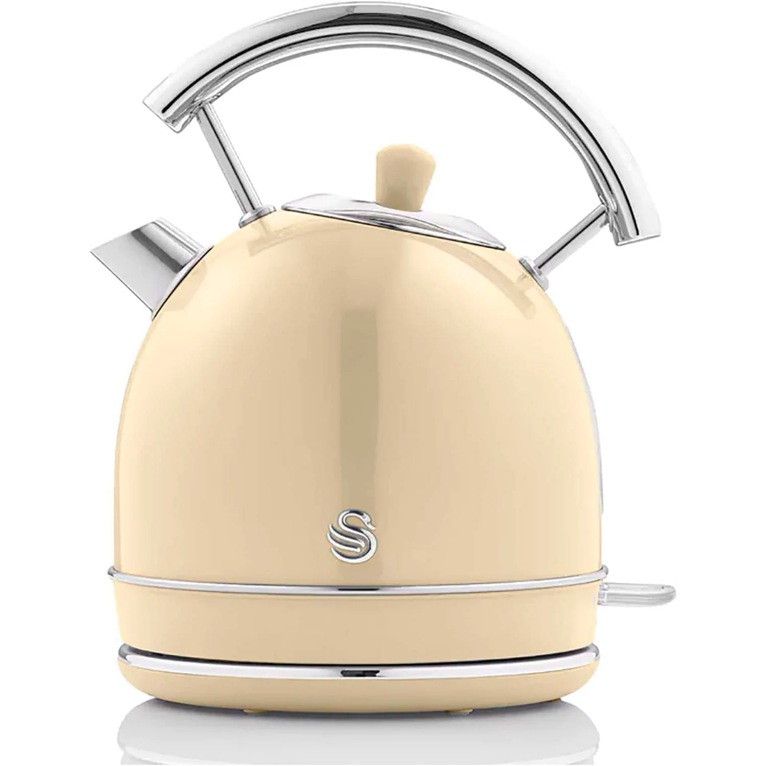 Swan Retro Hervidor Agua Eléctrico, 1,8 L, Resistencia Oculta Acero Inoxidable, Sin Bpa, Inalámbrico, Sk14630cneu,crema