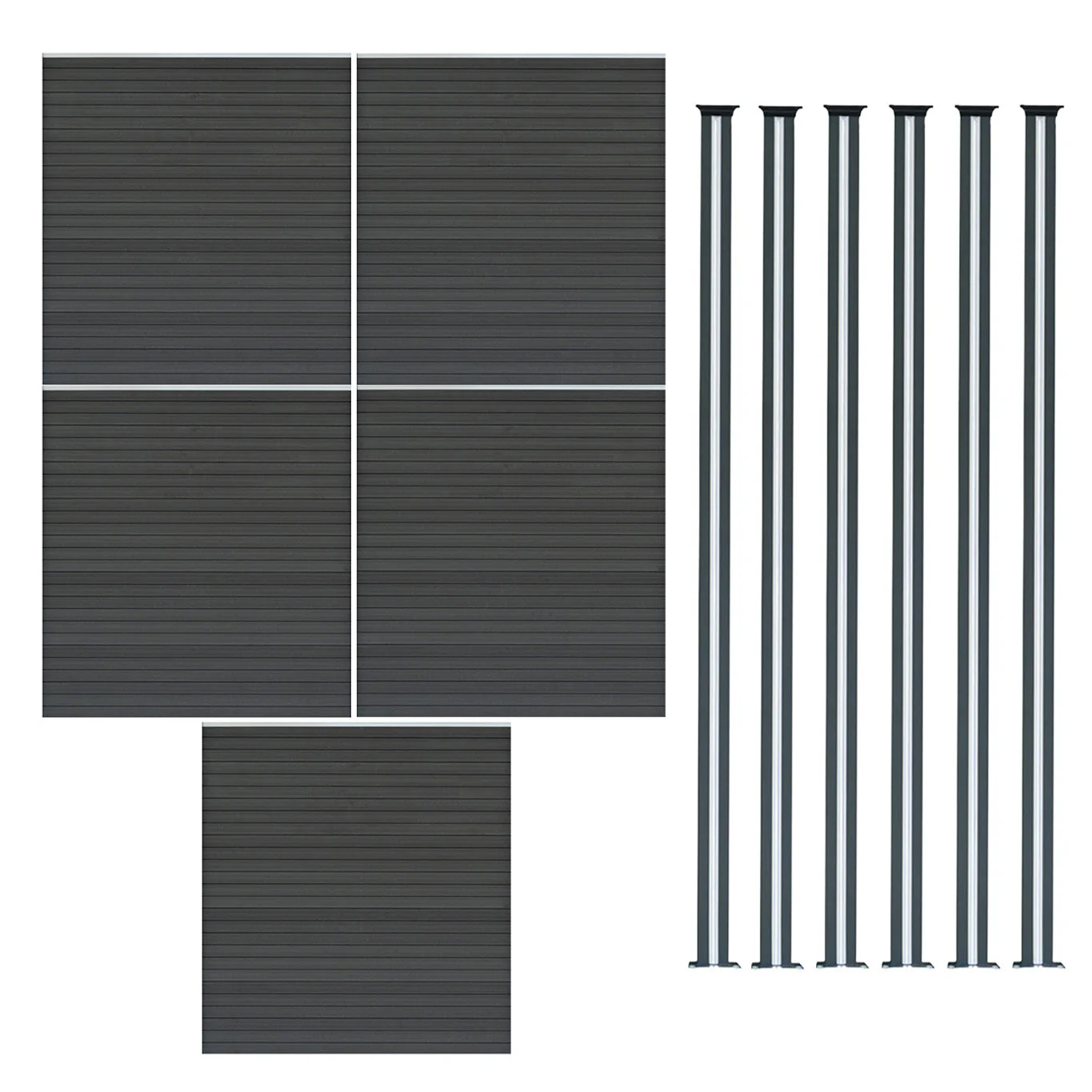 Vallas Para Exteriores De Wpc Y Aluminio - 5x Paneles + 6x Postes | Gris