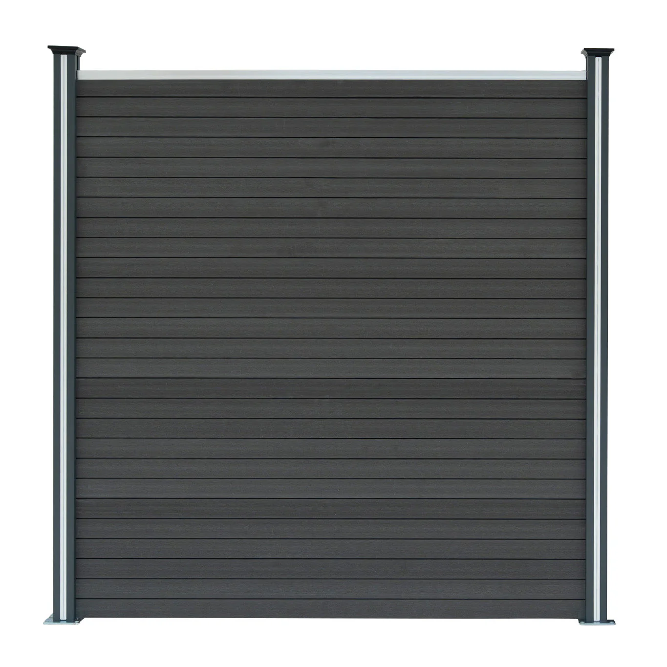 Vallas Para Exteriores De Wpc Y Aluminio - 7x Paneles Cuadrados + 1x Oblicuo + 8x Postes Con Led | Gris - Image 3