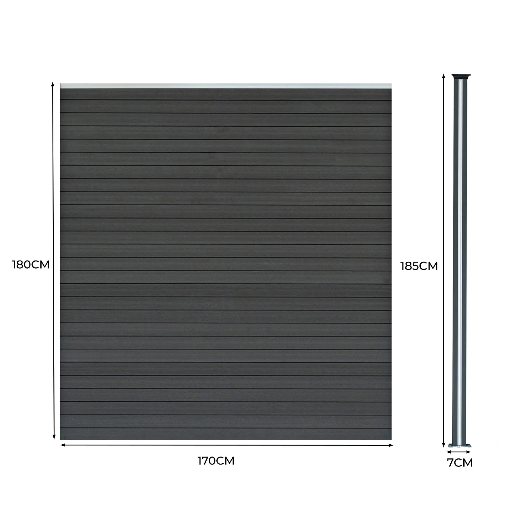 Vallas Para Exteriores De Wpc Y Aluminio - 7x Paneles Cuadrados + 1x Oblicuo + 8x Postes Con Led | Gris - Image 5