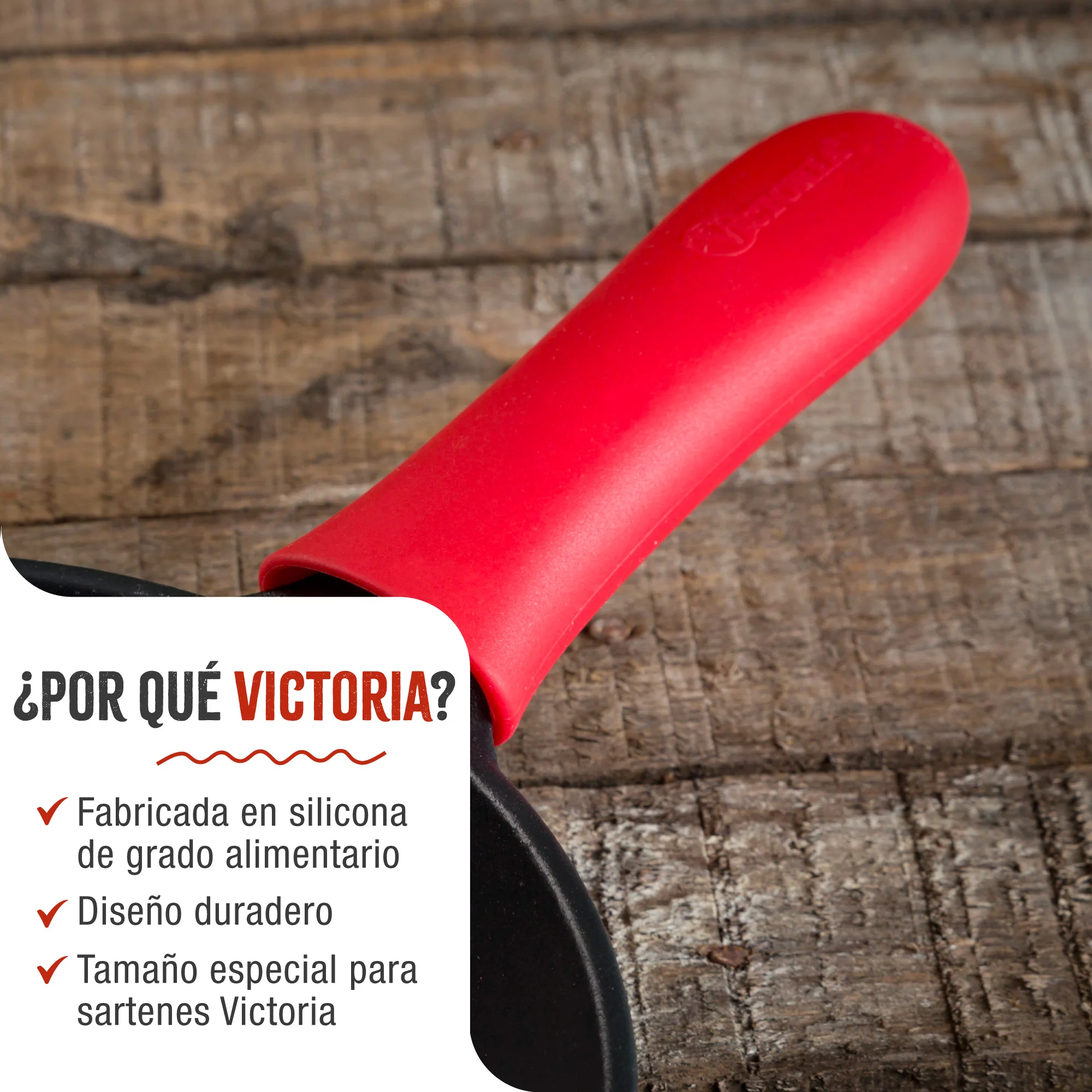 Victoria Funda Silicona Mango Protector Para Sartenes De Hierro Fundido Ø 16,5-20 Cm Resistente Al Calor, 35624, Rojo - Image 3