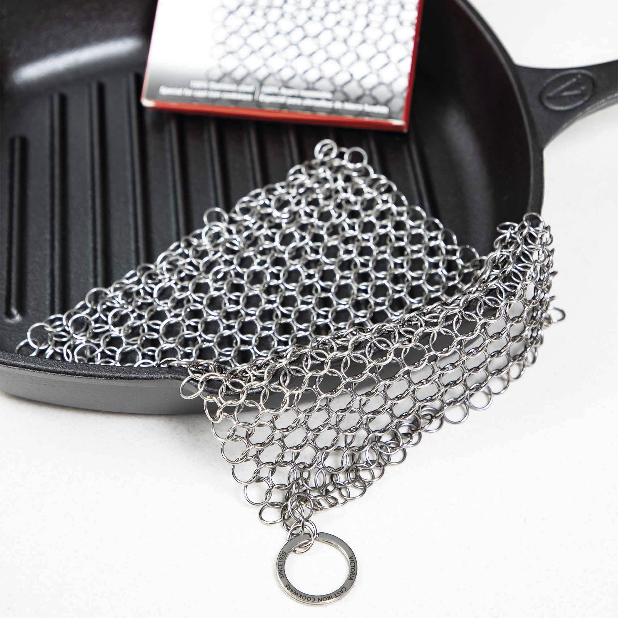 Victoria Limpiador Para Hierro Fundido, Estropajo Cota De Malla De Acero Inoxidable, Chainmail Scrubber, 32210 - Image 5