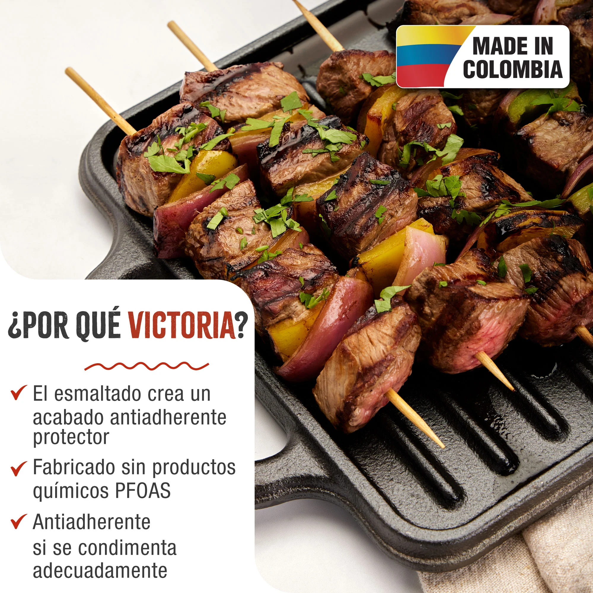 Victoria Plancha Cocina Hierro Fundido Esmaltado, Parrilla Reversible 33x21cm, Sin Pfoa, Fuego Barbacoa Sin Ptfe, 38793 - Image 2