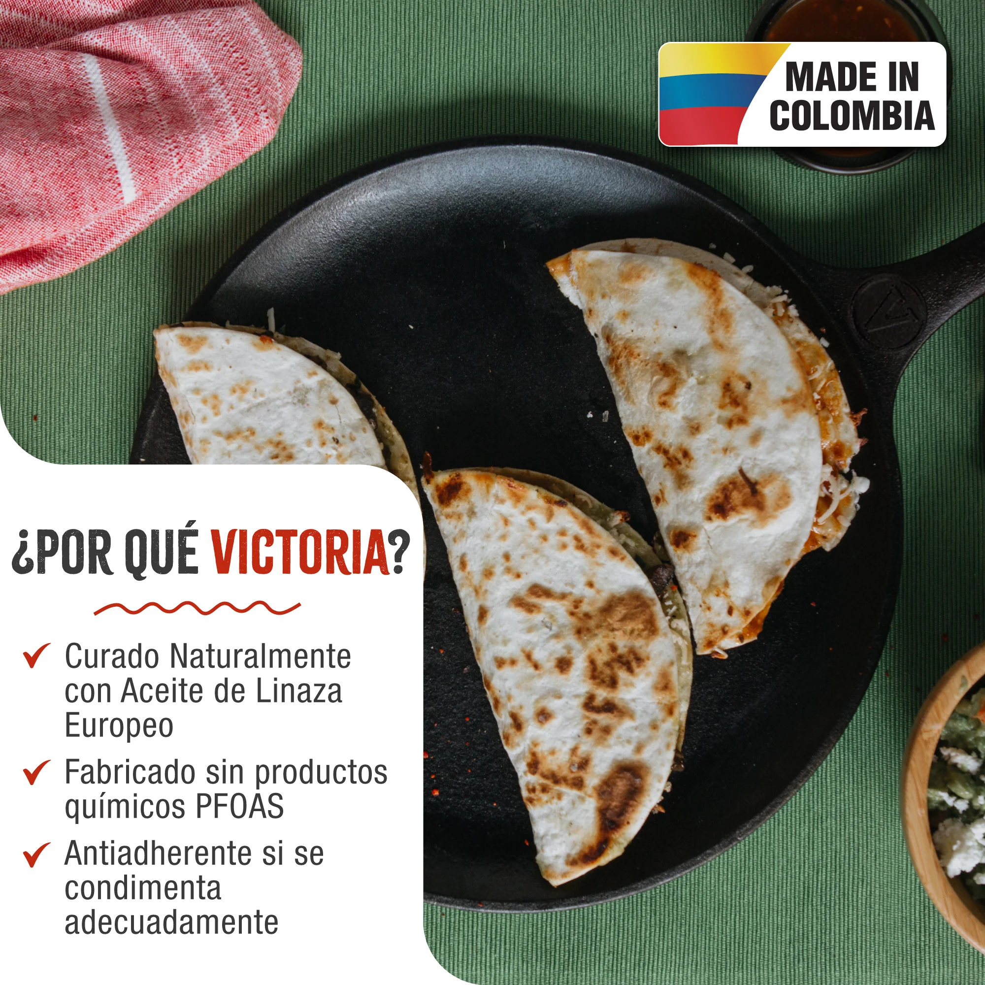 Victoria Plancha Cocina Inducción Comal Hierro Fundido Curado Para Pizza, Tortillas 26,6cm Fuego, Barbacoa, 32999 - Image 2