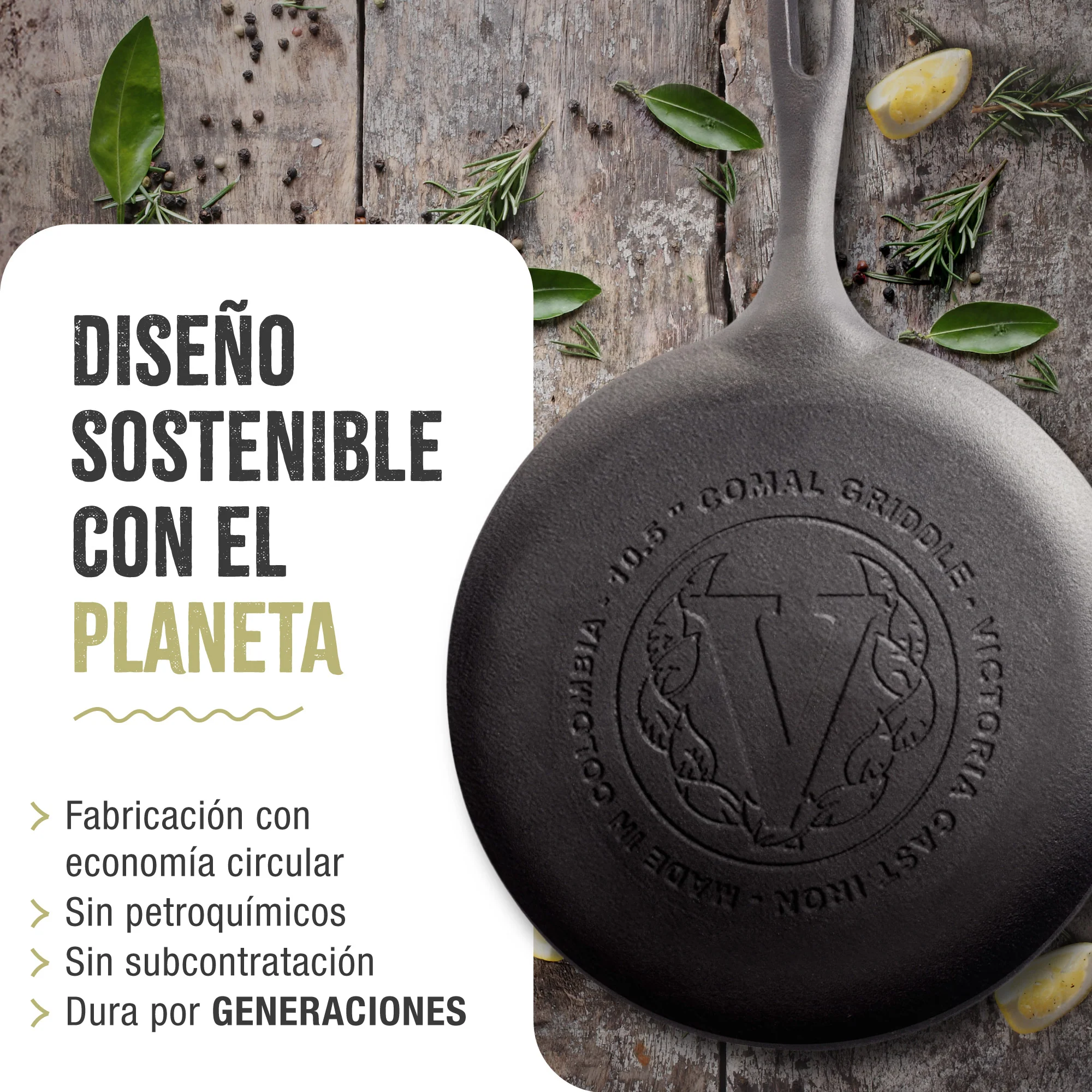 Victoria Plancha Cocina Inducción Comal Hierro Fundido Esmaltado, Pizza Tortillas 26,6cm Fuego, Barbacoa, 34504, Negro - Image 6