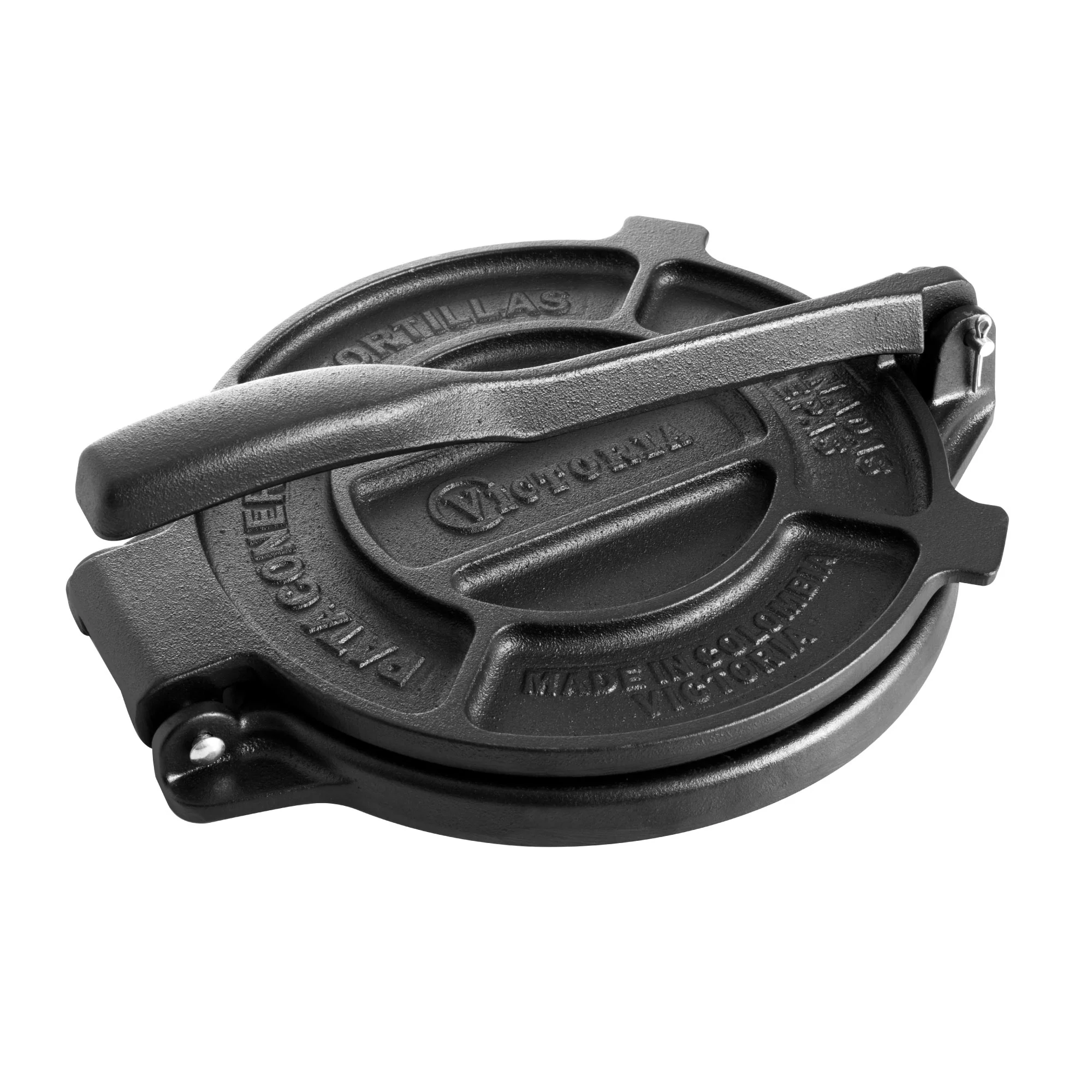 Victoria Prensa Tortillera Para Tortillas Mexicanas Hierro Fundido Curado 16,5cm, Pataconera Colombiana, 30551, Negro