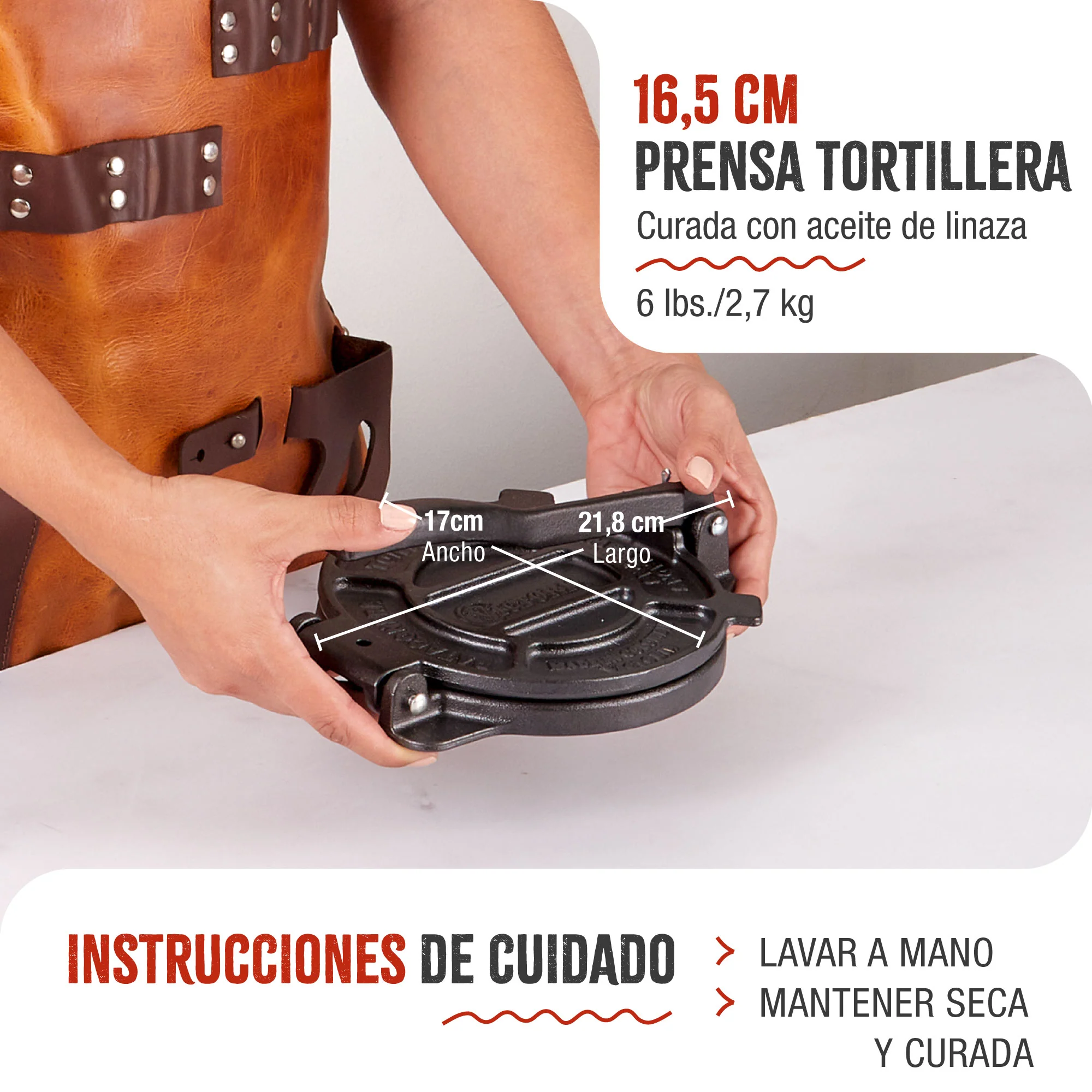 Victoria Prensa Tortillera Para Tortillas Mexicanas Hierro Fundido Curado 16,5cm, Pataconera Colombiana, 30551, Negro - Image 4
