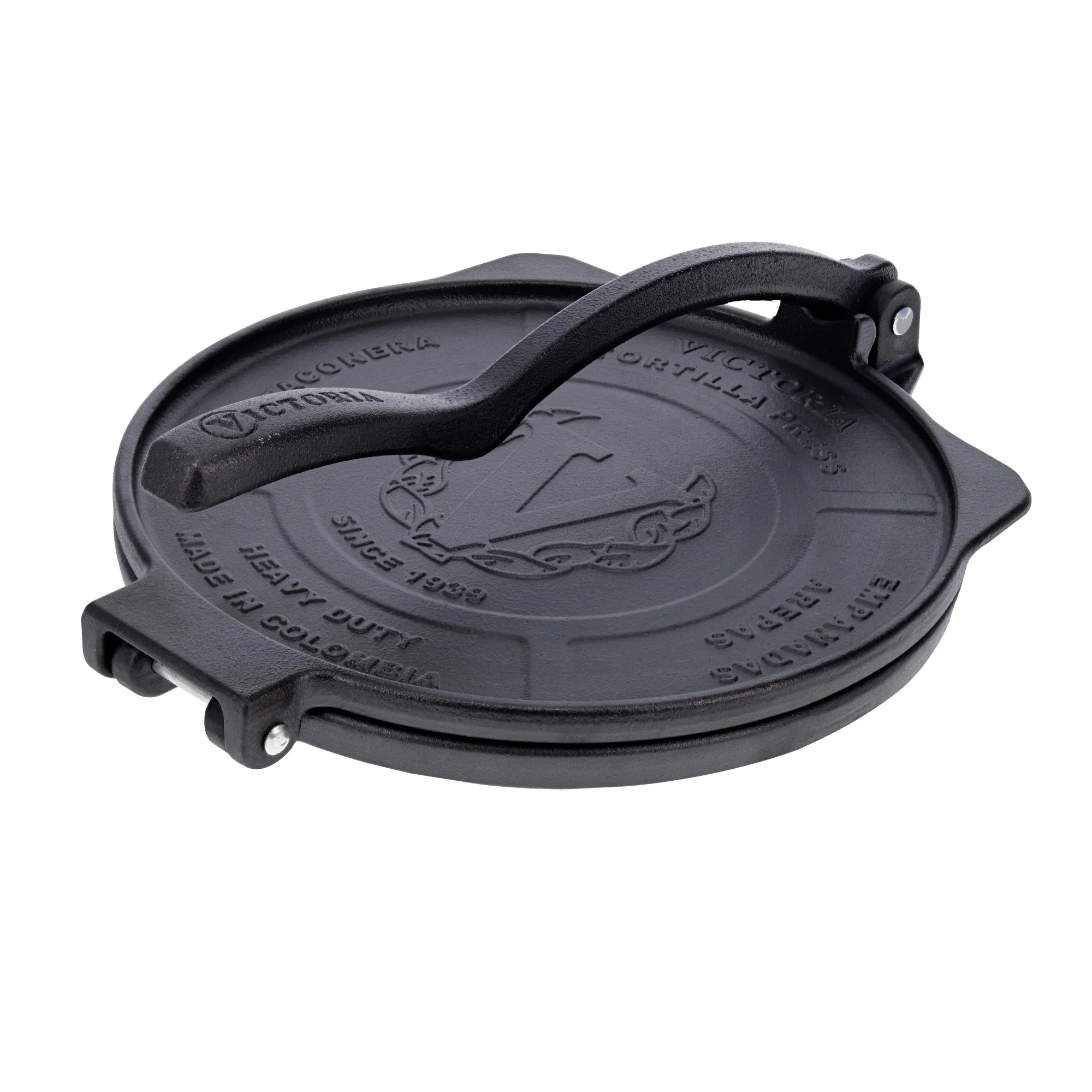 Victoria Prensa Tortillera Para Tortillas Mexicanas Hierro Fundido Hd Curado 20cm, Pataconera Colombiana, 34214, Negro
