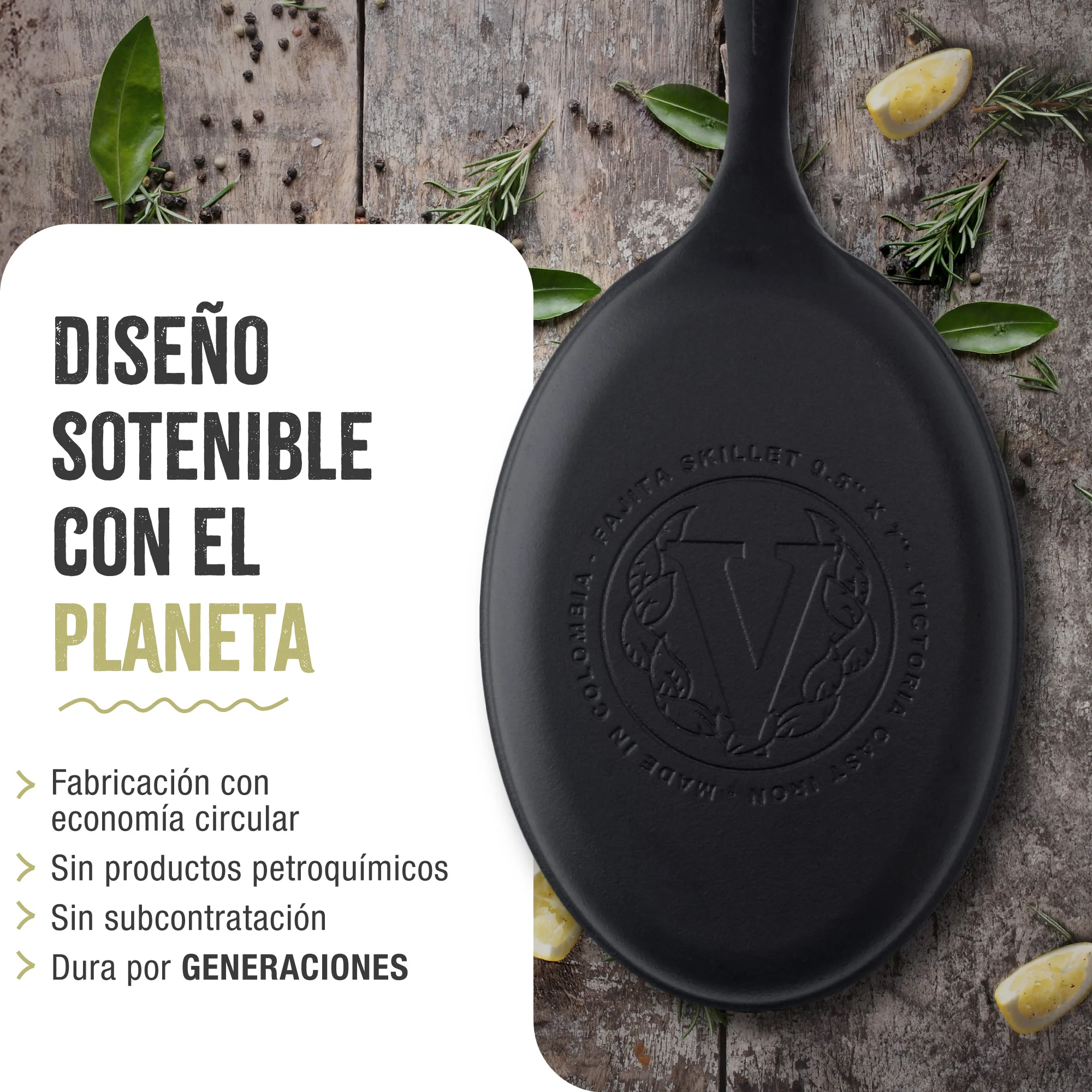 Victoria Sartén Fajita Hierro Fundido Esmaltado Inducción 25cm, Apta Fuego, Barbacoa Cast Iron Skillet, 32036, Negro - Image 6