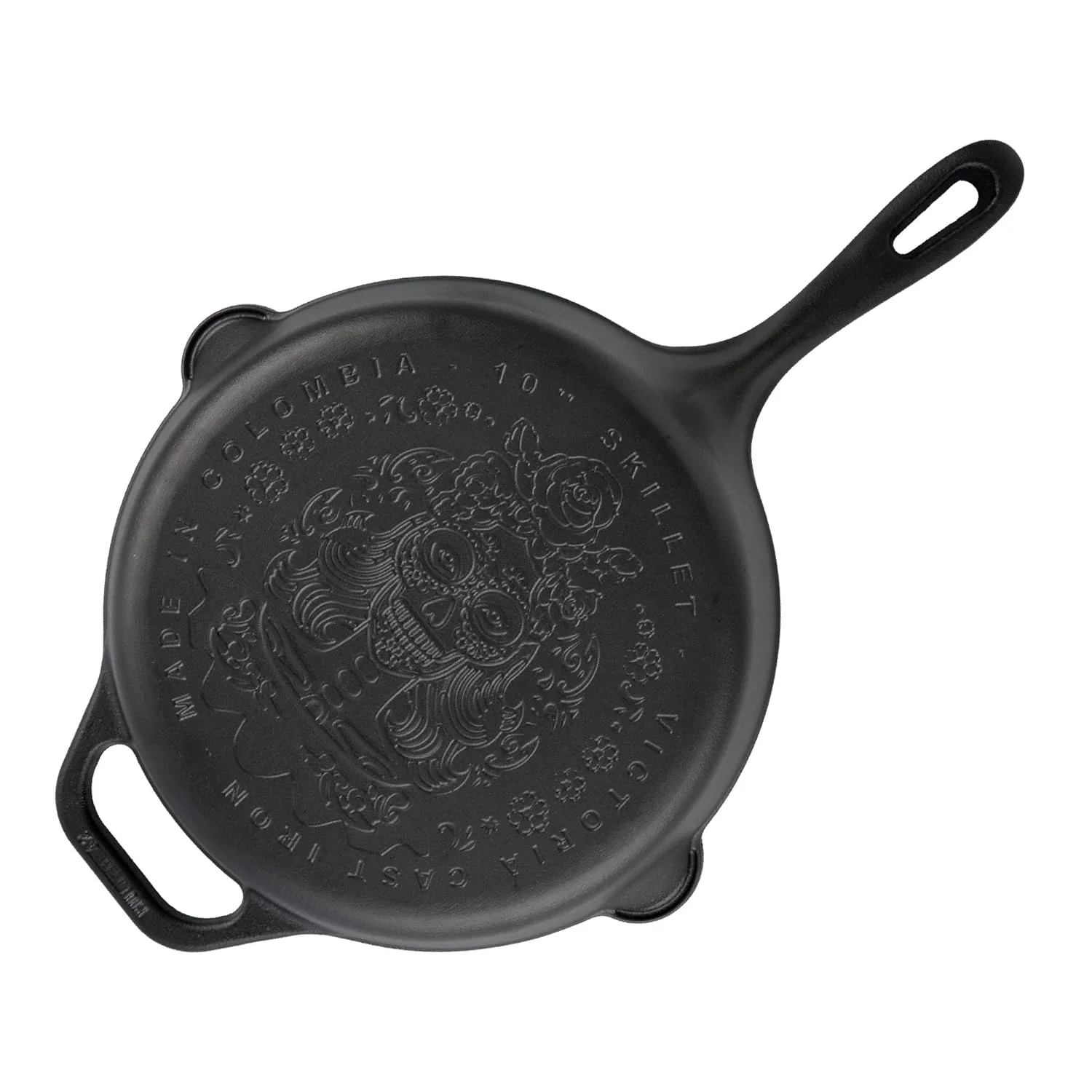Victoria Sartén Hierro Fundido Esmaltado Diseño Catrina Inducción 25cm Apta Fuego, Horno Cast Iron Skillet, Catrina