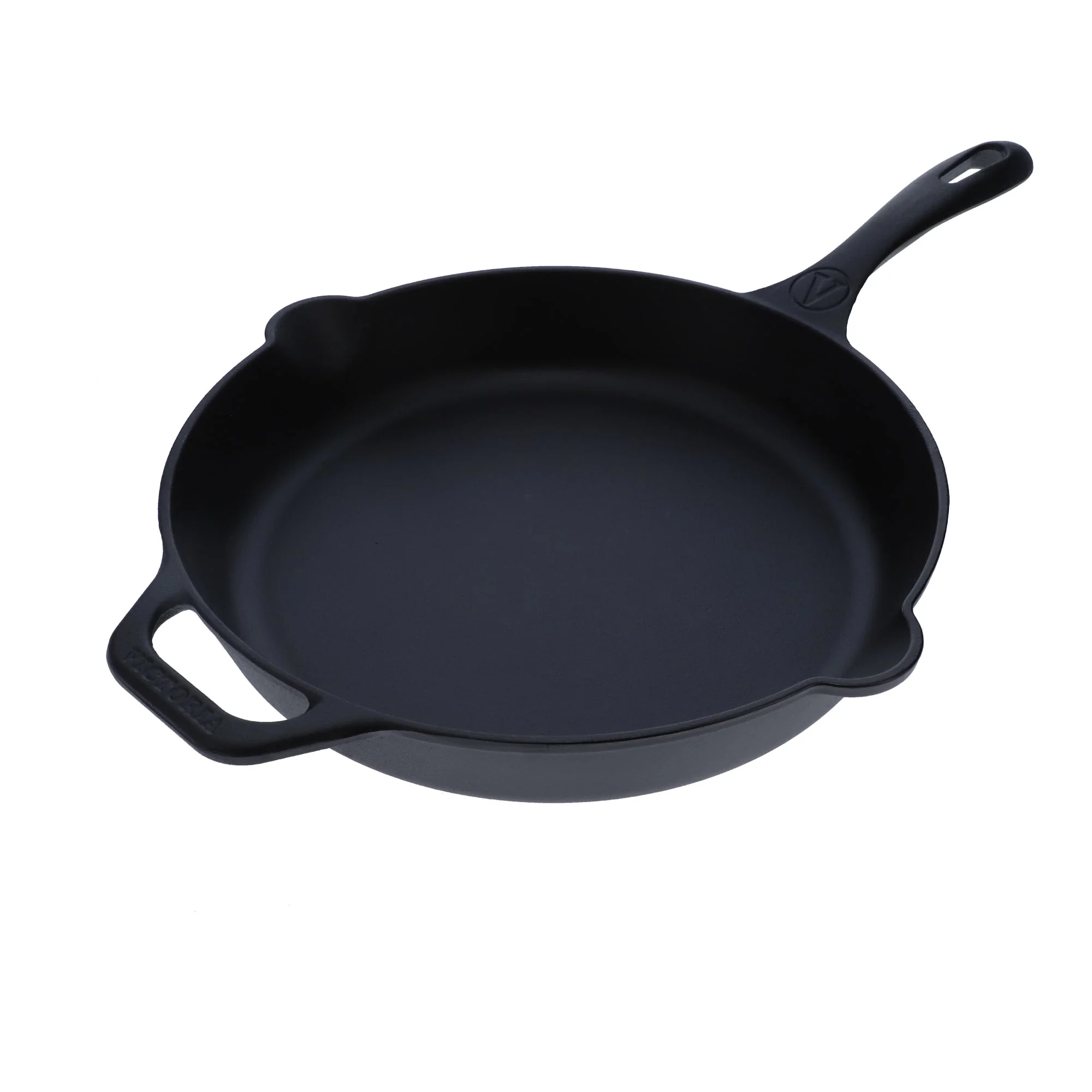 Victoria Sartén Hierro Fundido Esmaltado Inducción 25cm, Apta Fuego, Barbacoa, Horno Cast Iron Skillet, 36270, Negro