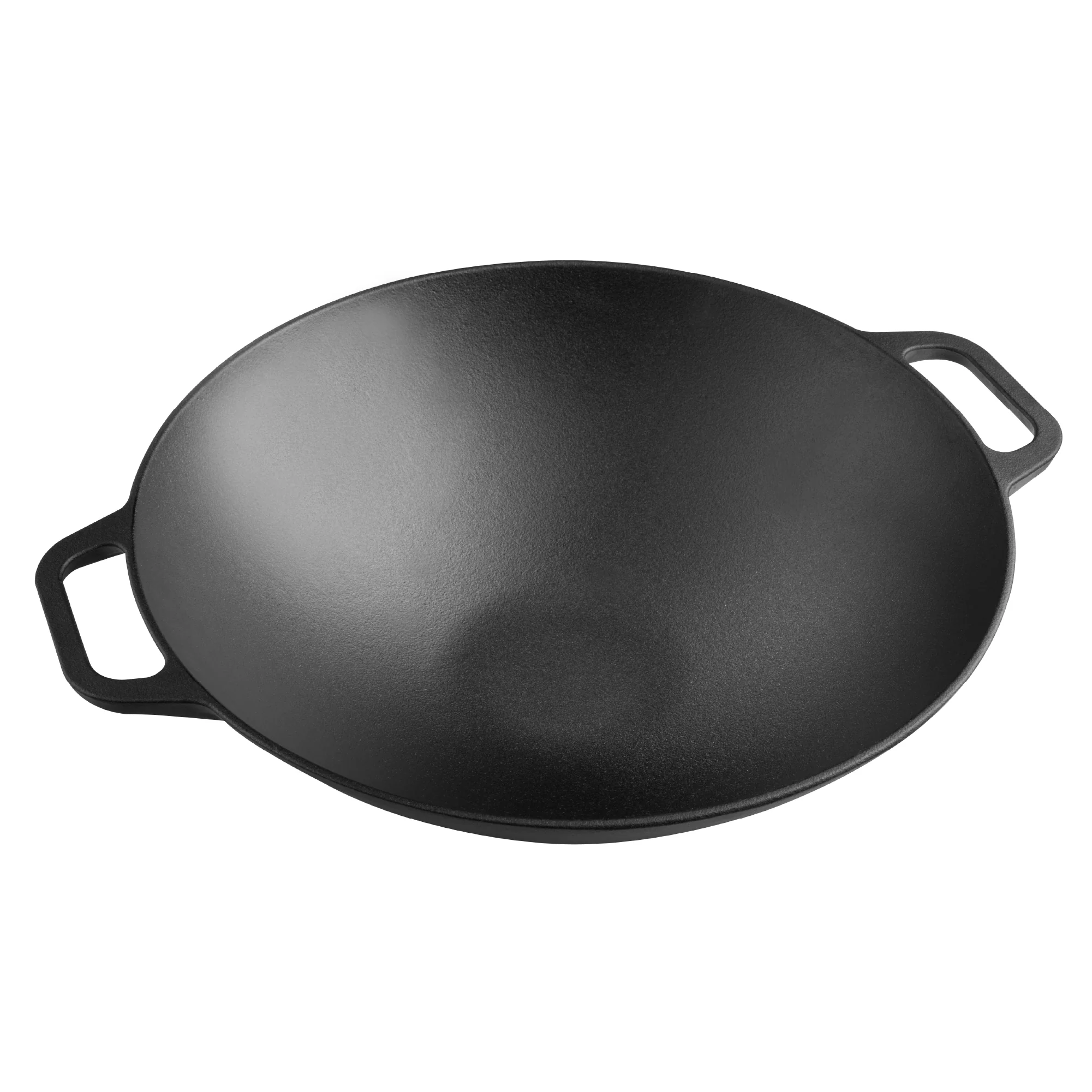 Victoria Wok Hierro Fundido Curado Inducción 35,5cm, Apta Fuego, Barbacoa, Horno Cast Iron Skillet, 37291, Negro